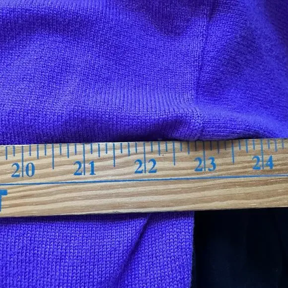 BARBARA LOHMANN 100% Cashmere 44 XL Italian Knit Purple Button Sweater fuzzy